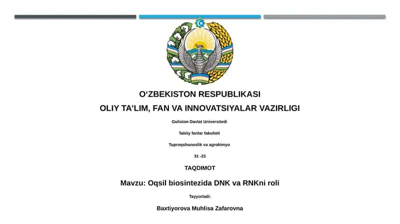 Oqsil biosintezida DNK va RNKni roli 1