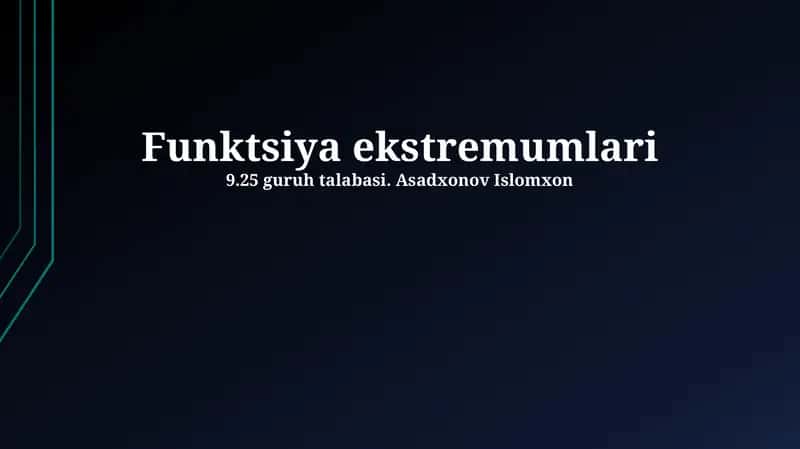 Ekstremumlar: Ta'riflar va Asosiy Tushunchalar 1