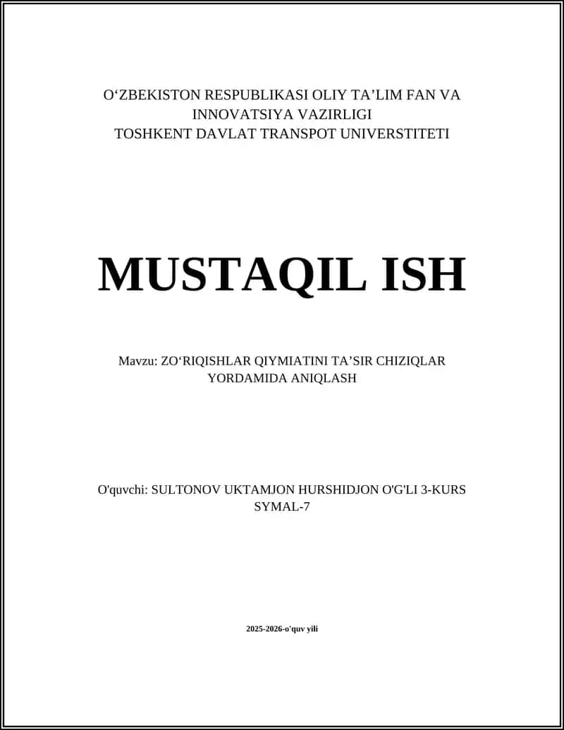 ZО‘RIQISHLAR QIYMIATINI TA’SIR CHIZIQLAR YORDAMIDA ANIQLASH 1