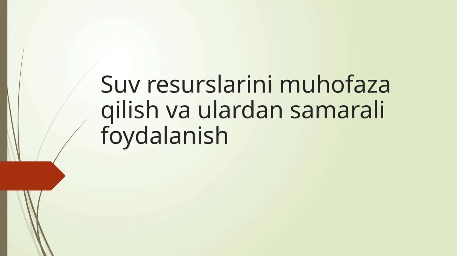Suv resurslarini muhofaza qilish va ulardan samarali foydalanish 1