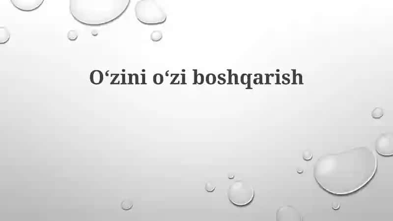 O'z-o'zini boshqarish
