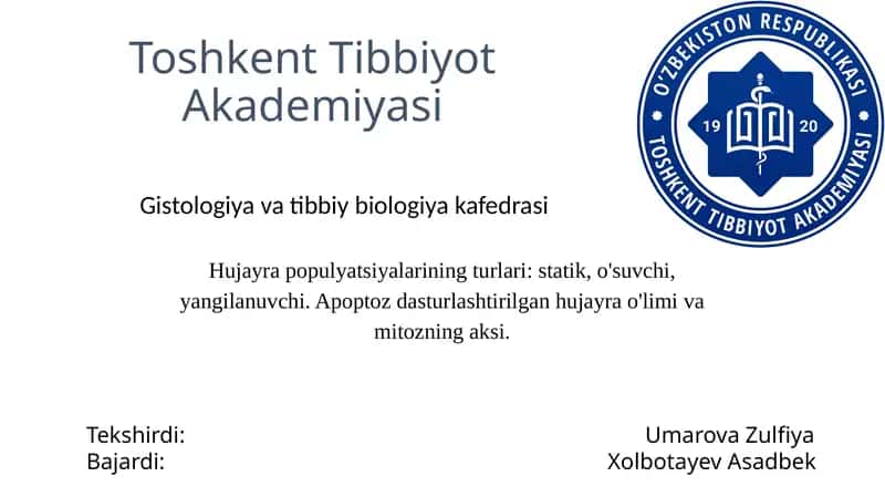 Hujayra populyatsiyalarining turlari 1