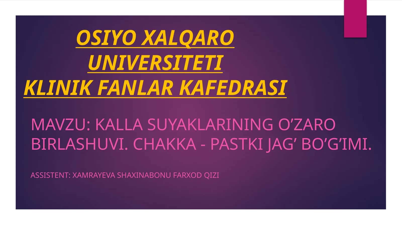 KALLA SUYAKLARINING O’ZARO BIRLASHUVI. CHAKKA - PASTKI JAG’ BO’G’IMI 1