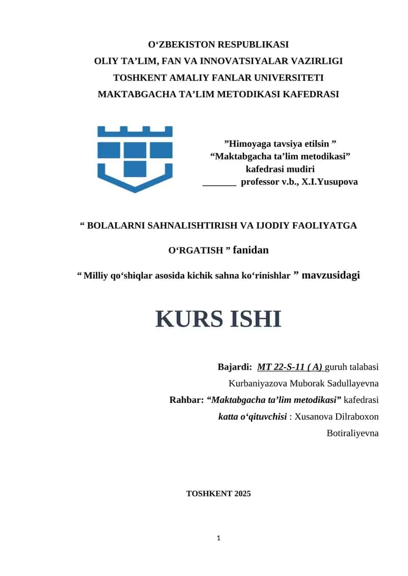 Milliy qo‘shiqlar asosida kichik sahna ko‘rinishlar 1