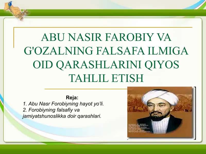 ABU NASIR FAROBIY VA G'OZALNING FALSAFA ILMIGA OID QARASHLARINI QIYOS 1