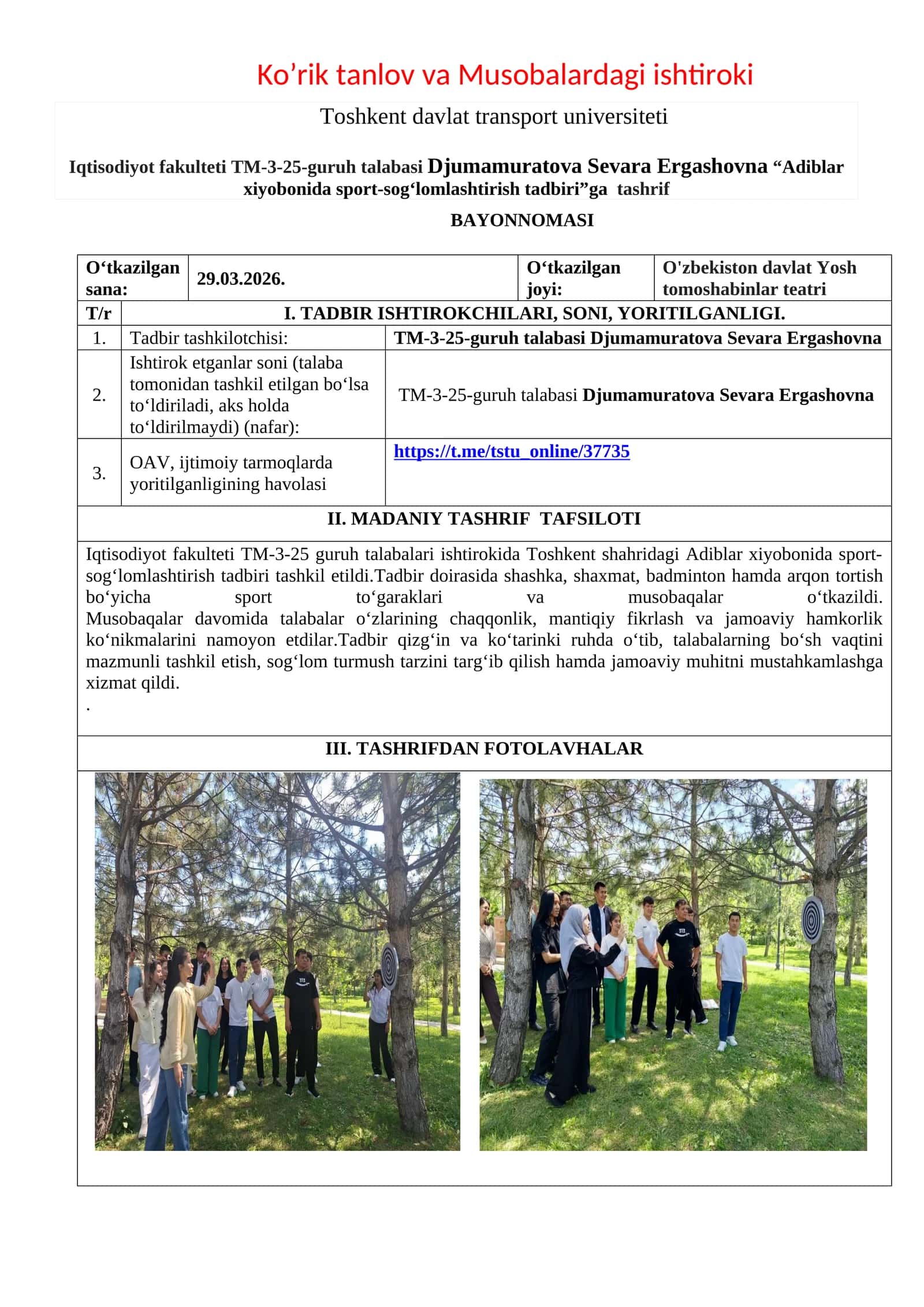 Adiblar xiyobonida sport-sog‘lomlashtirish tadbiri 1
