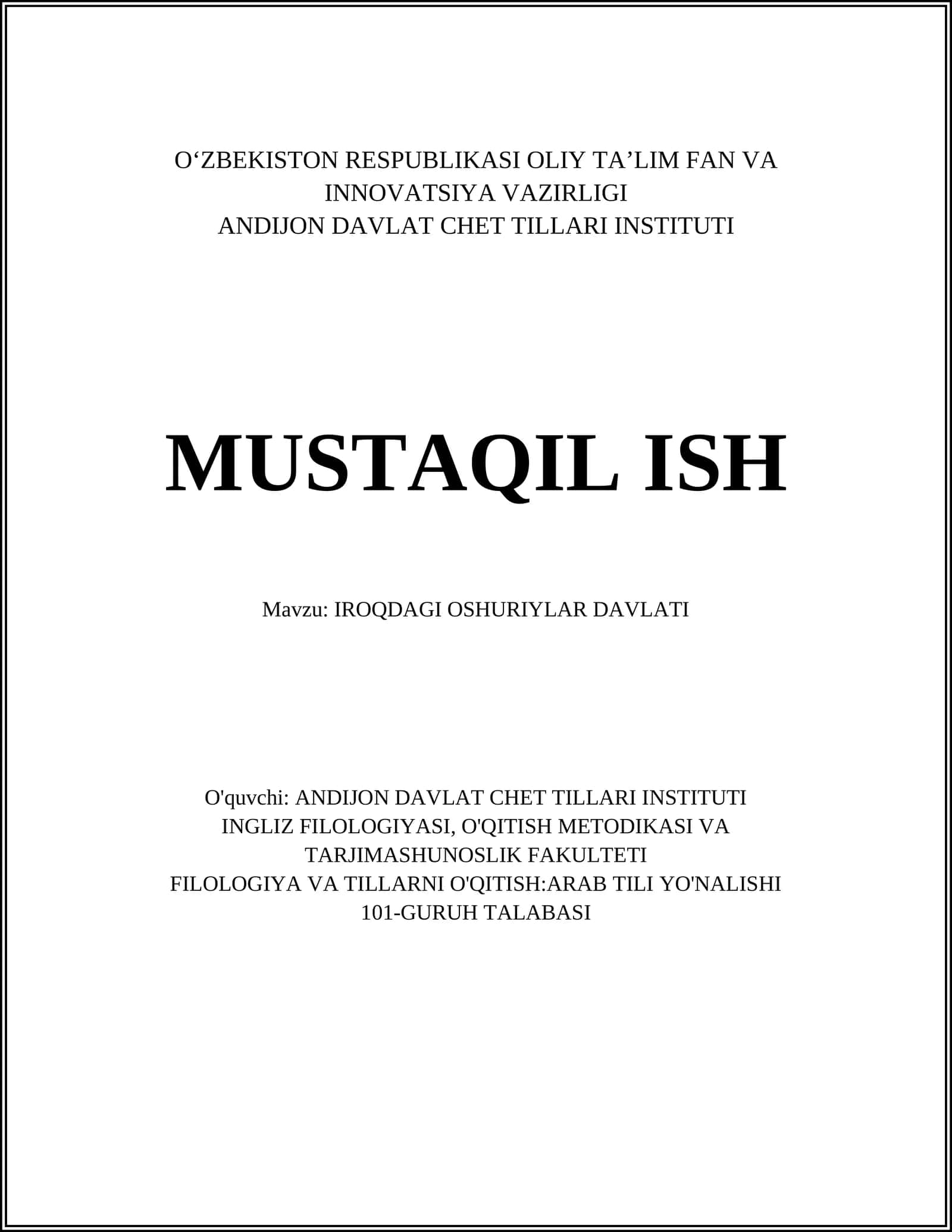 IROQDAGI OSHURIYLAR DAVLATI 1