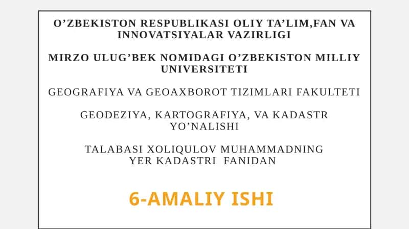 Xorijiy davlatlarda kadastr ishlarini yuritish tajribasini o’rganish va ularni tahlil qilish 1