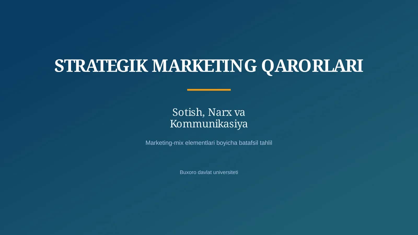 STRATEGIK MARKETING QARORLARI 1