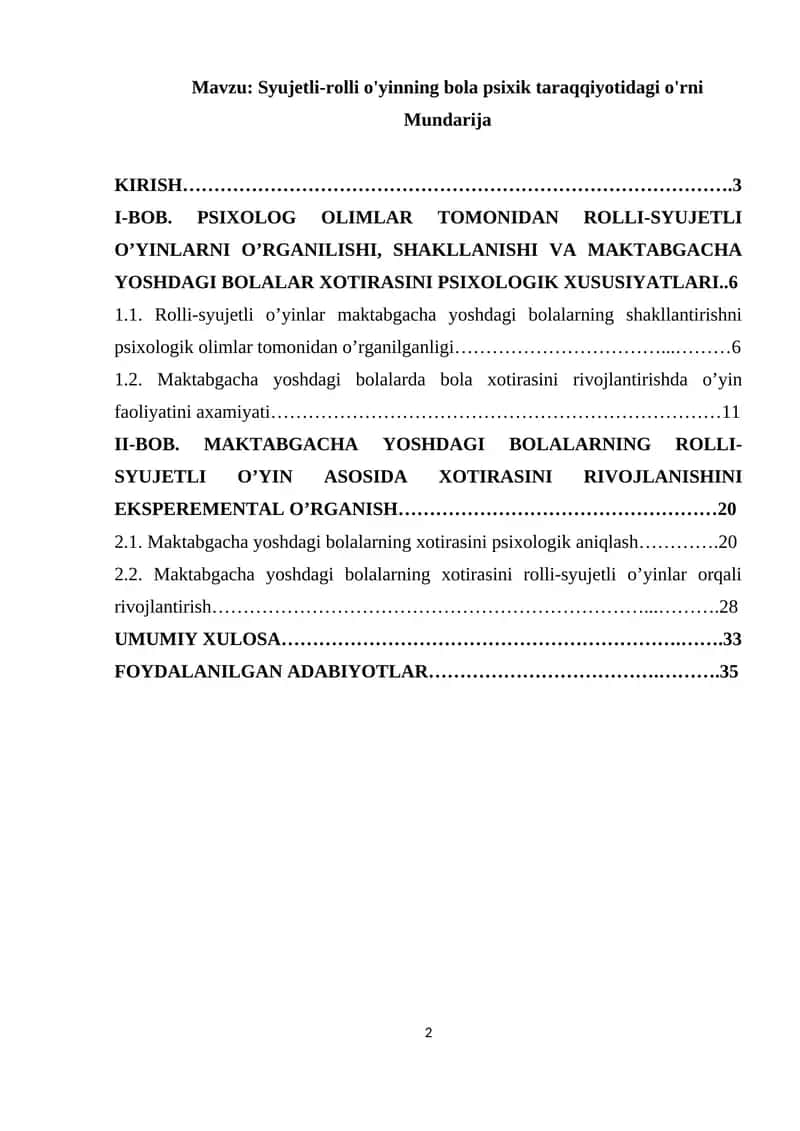 Rolli-syujetli o'yinlar psixologik taraqqiyoti 1