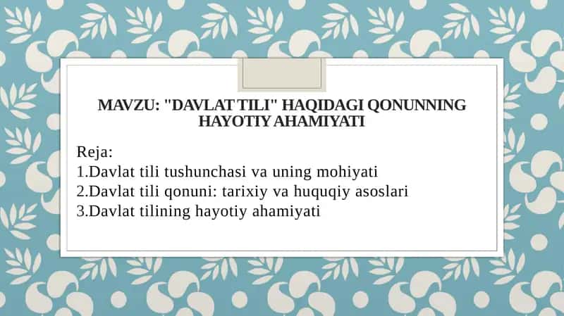 Davlat tili haqidagi qonunning hayotiy ahamiyati 1