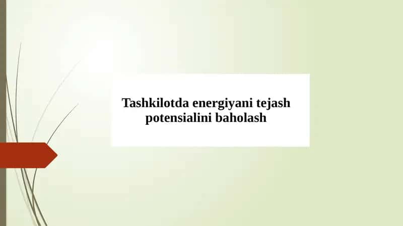 Issiqlik-energetika tejash potensialini baholash 1