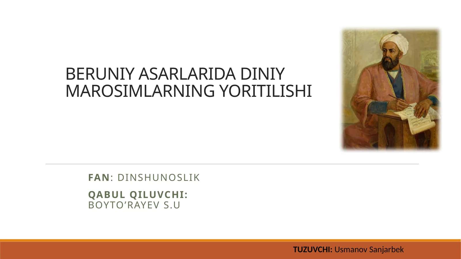 BERUNIY ASARLARIDA DINIY MAROSIMLARNING YORITILISHI 1