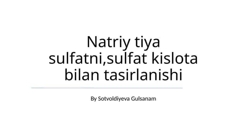 Natriy tiya sulfatni,sulfat kislota bilan tasirlanishi 1