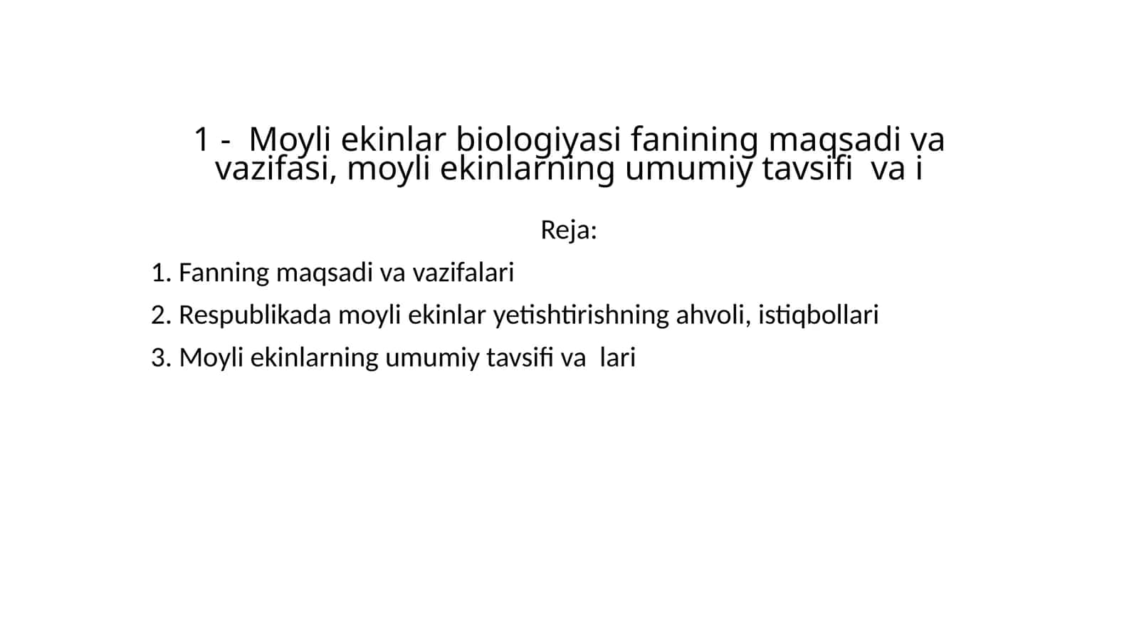 Moyli ekinlar biologiyasi 1