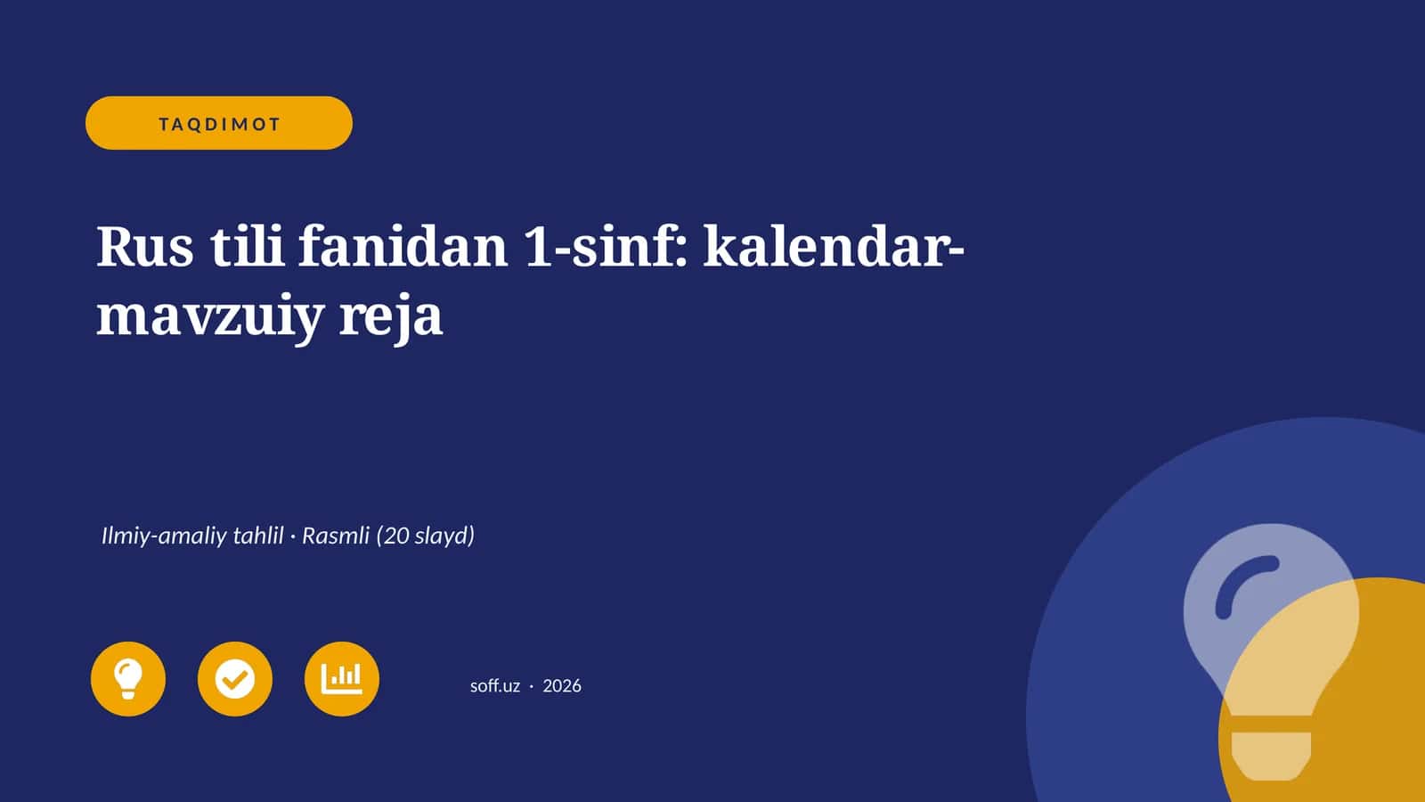 Rus tili fanidan 1-sinf: kalendar-mavzuiy reja 1
