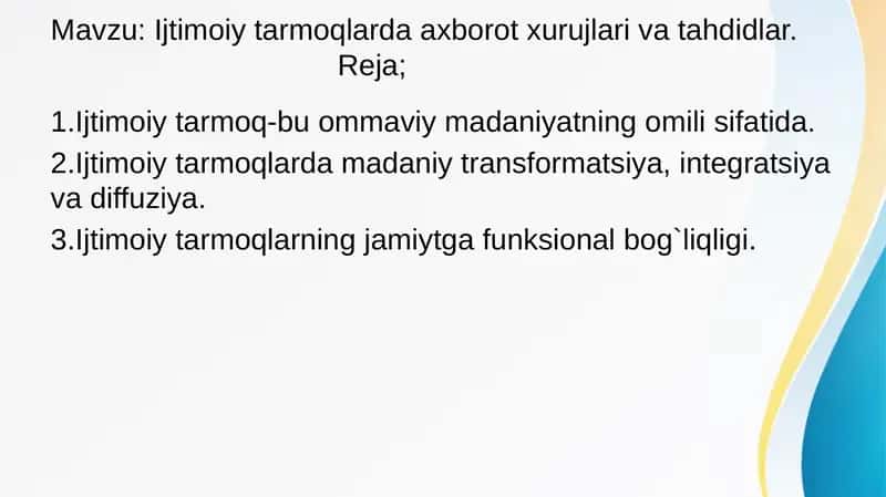 Ijtimoiy tarmoqlarda axborot xurujlari va tahdidlar. 1
