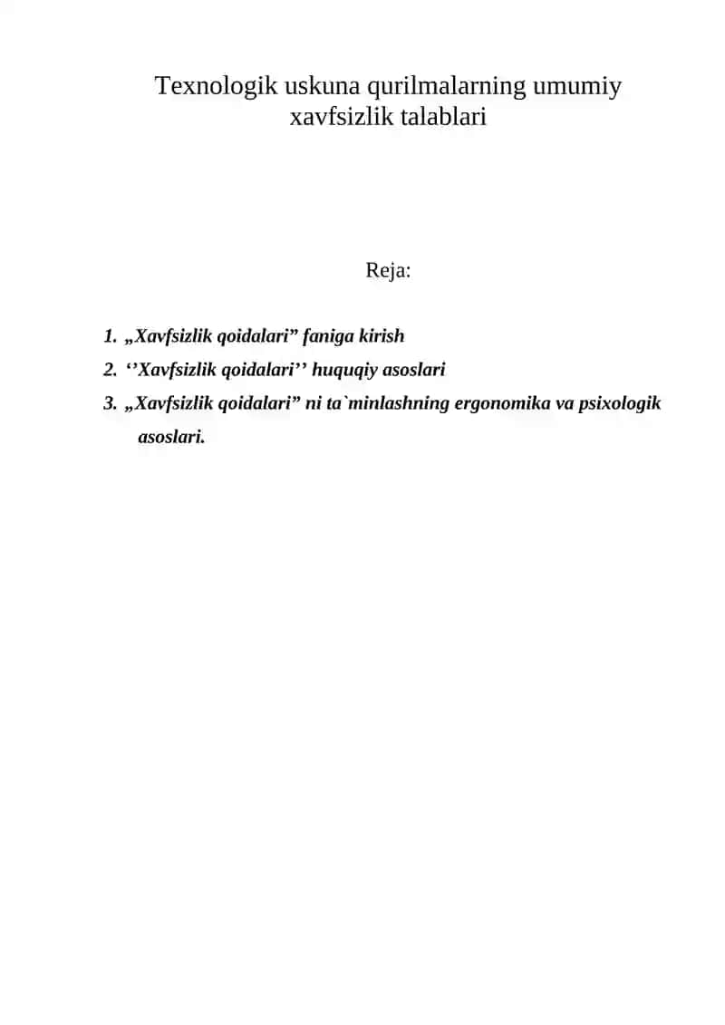 Xavfsizlik qoidalari