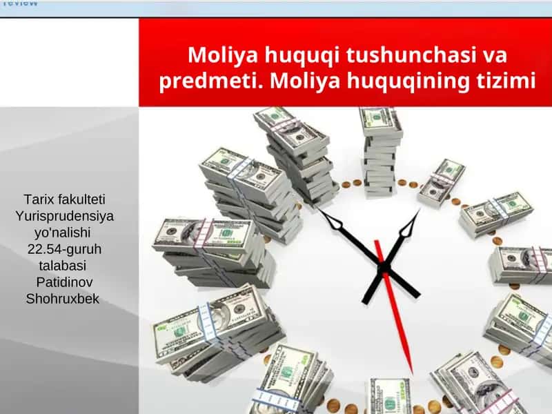 Moliya huquqi tushunchasi va predmeti 1