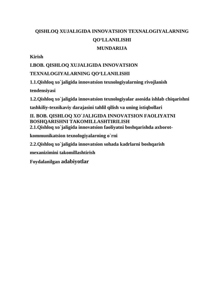 QISHLOQ XUJALIGIDA INNOVATSION TEXNALOGIYALARNING QOʻLLANILISHI 1