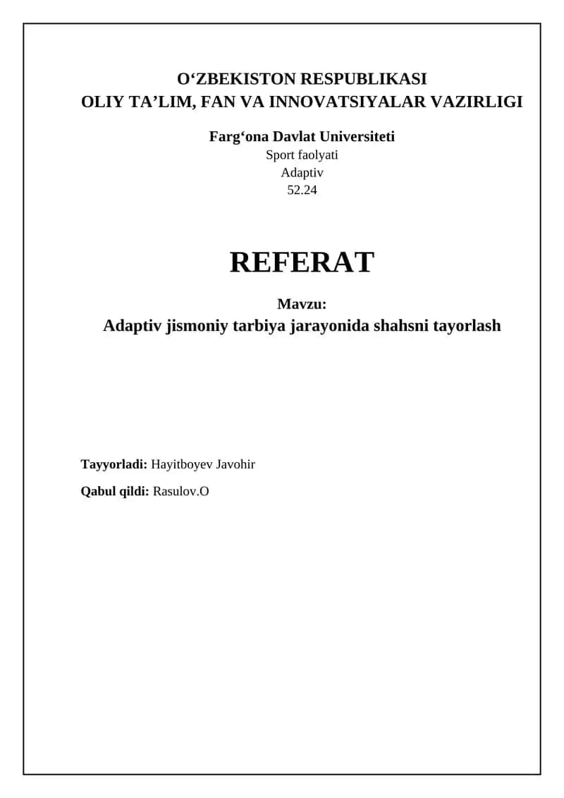 Adaptiv jismoniy tarbiya jarayonida shahsni tayorlash 1