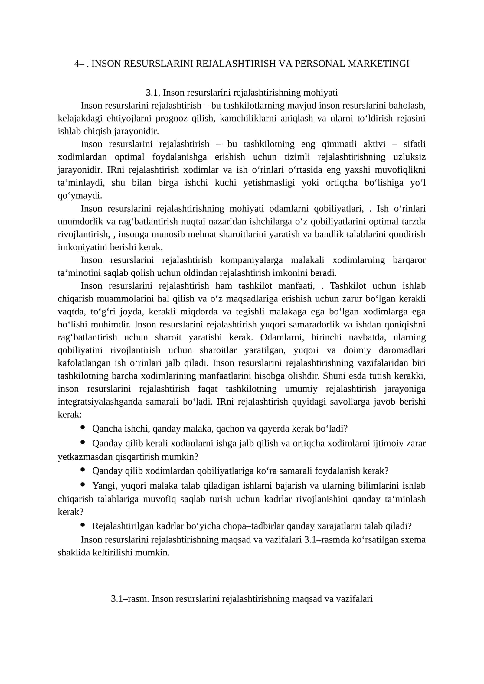 Inson resurslarini rejalashtirish va personal marketingi 1
