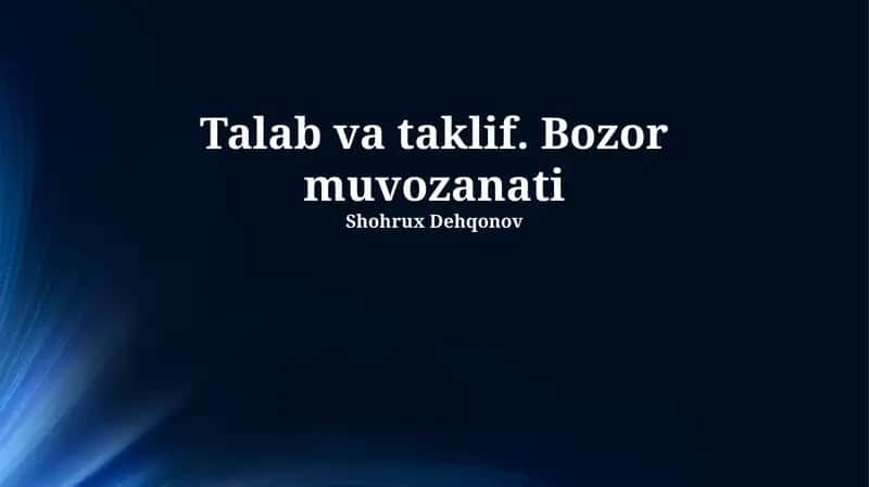 Bozor muvozanati 1