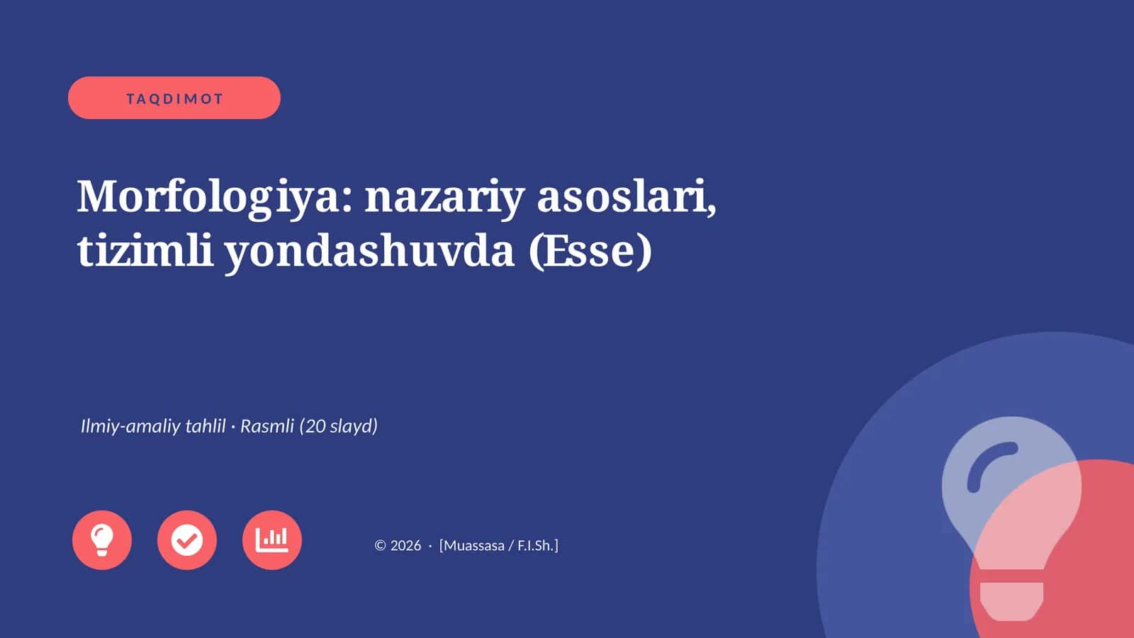 Morfologiya: nazariy asoslari, tizimli yondashuvda (Esse) 1