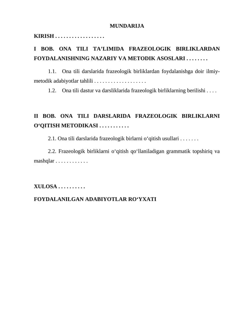 ONA TILI TA’LIMIDA FRAZEOLOGIK BIRLIKLARDAN FOYDALANISHNING NAZARIY VA METODIK ASOSLARI 1