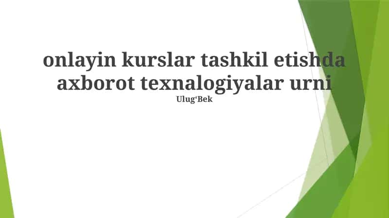 O'quv Materiallarini Yetkazish va Boshqarish 1