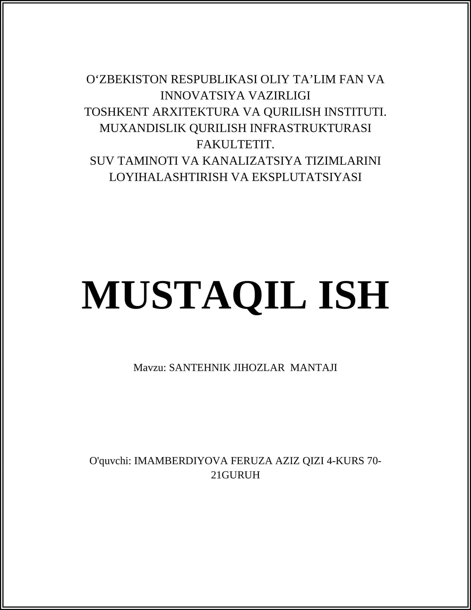 Santexnik Jihozlar Mantaji 1