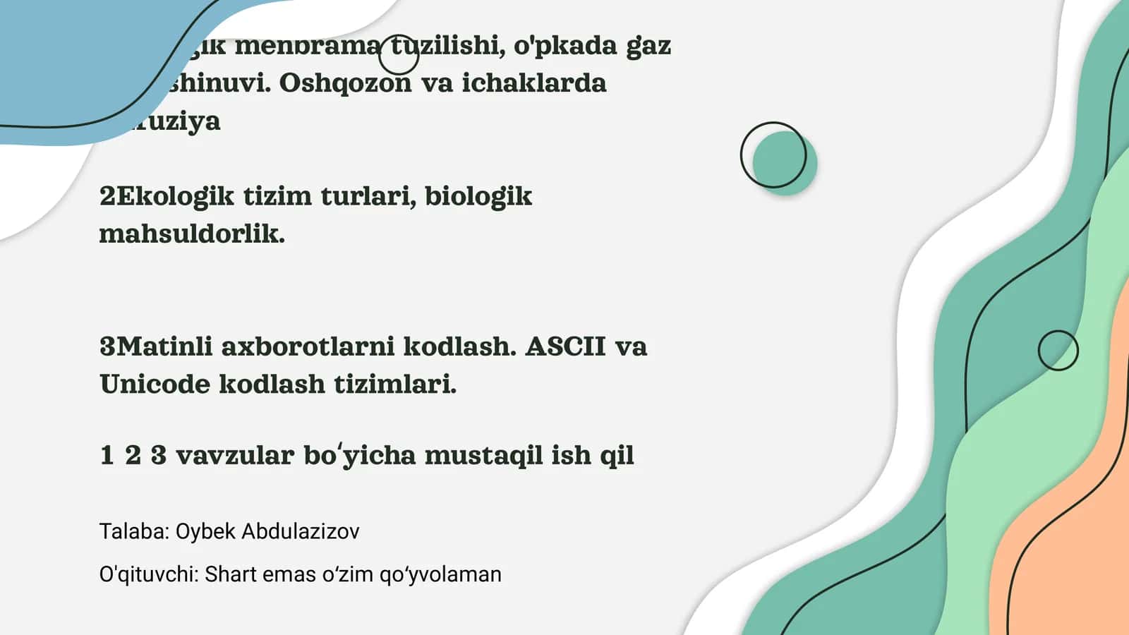 Biologik membrana tuzilishi va funktsiyalari 1