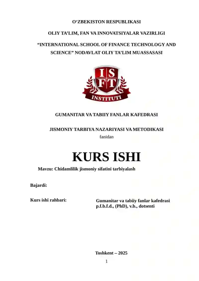 Chidamlilik jismoniy sifatini tarbiyalash