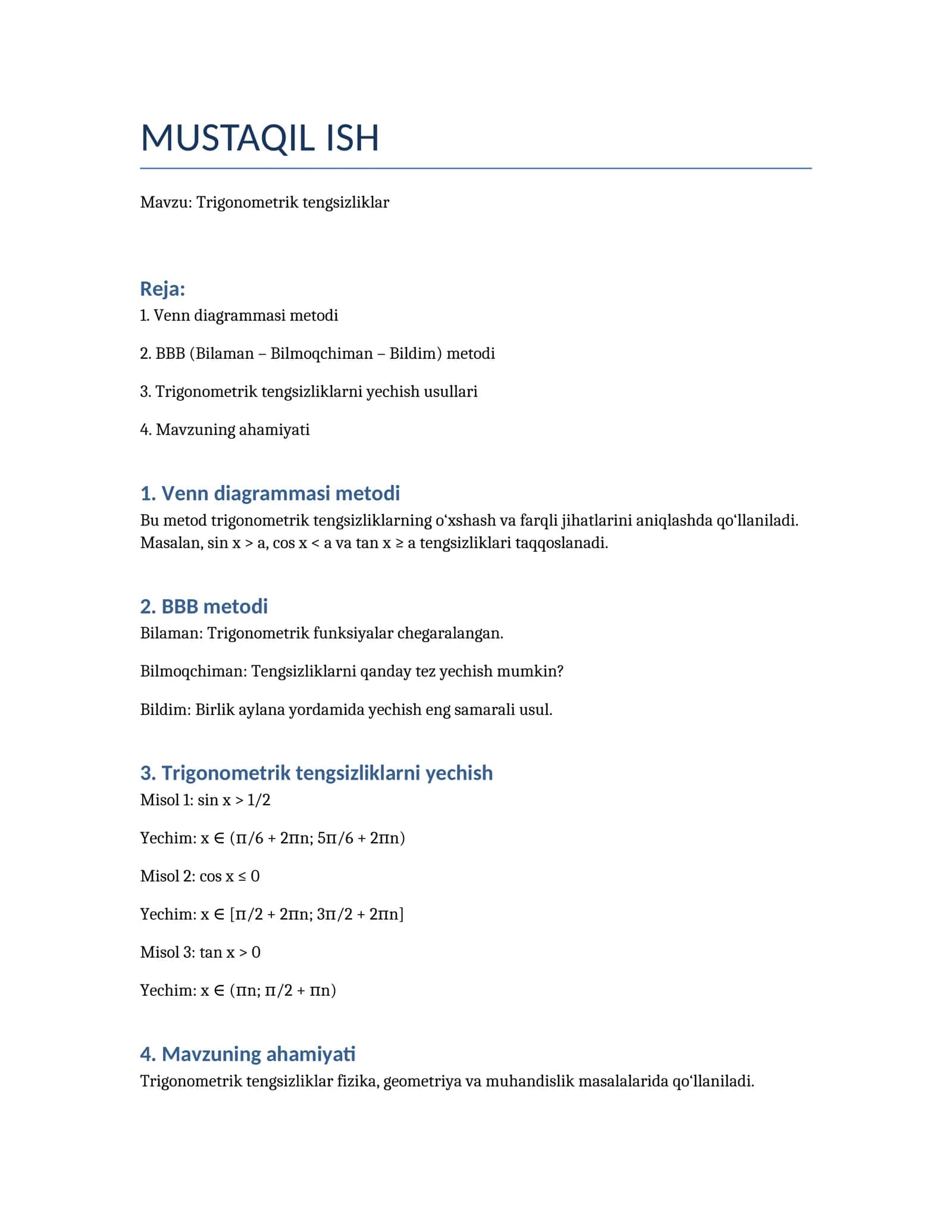trigonometrik Tenglamalar 1