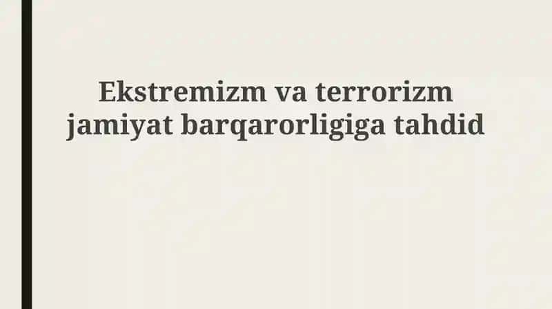 Ekstremizm va terrorizm