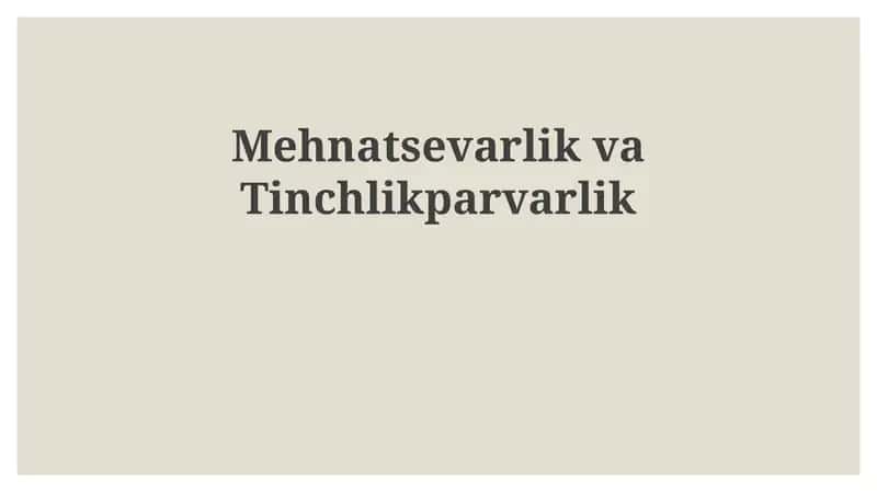 Mehnatsevarlik va Tinchliksevarlik 1
