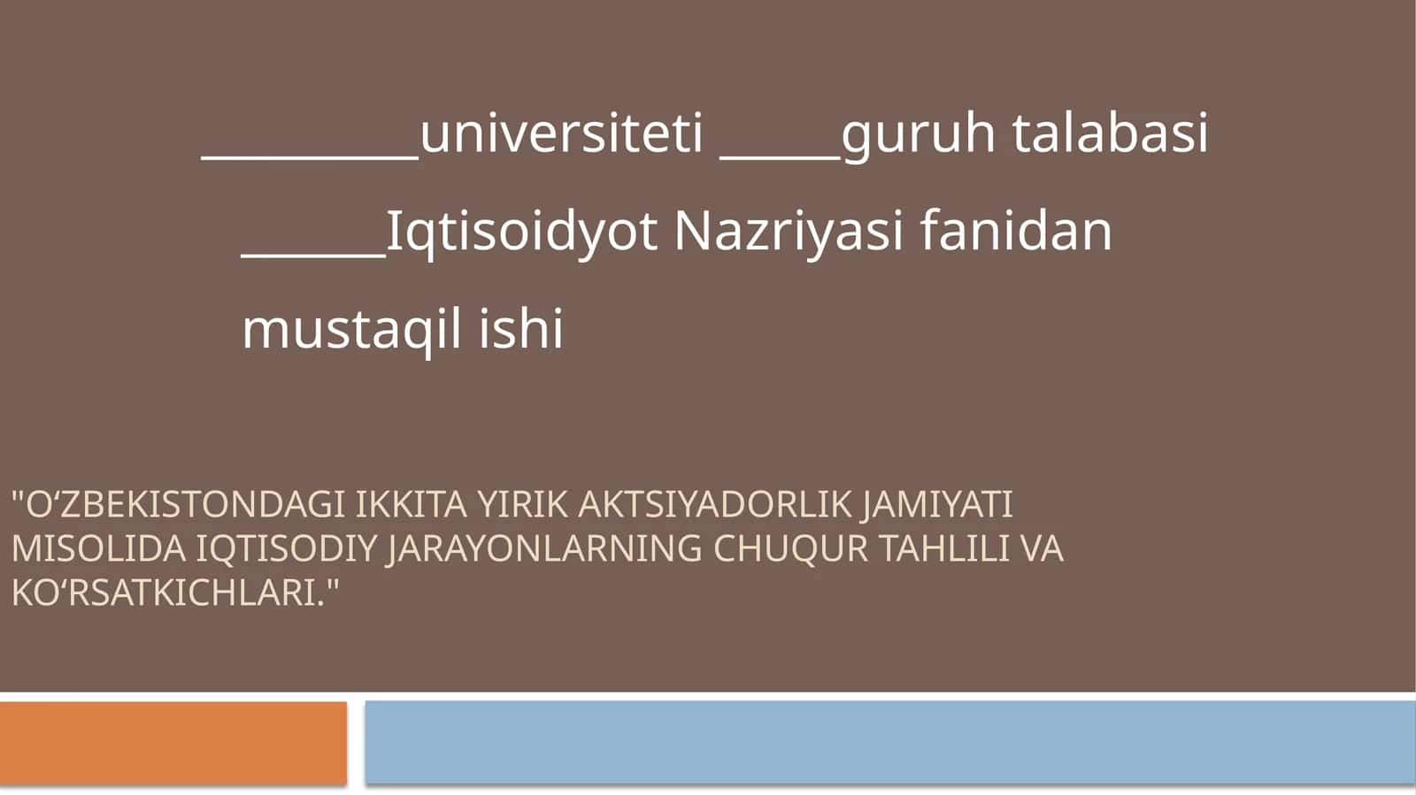 O‘zbekistondagi ikkita yirik Aktsiyadorlik Jamiyati misolidaiqtisodiy jarayonlarning chuqur tahlili va ko‘rsatkichlari 1