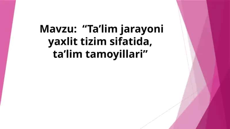 Ta'limjarayoni va pedagogik texnologiya 1