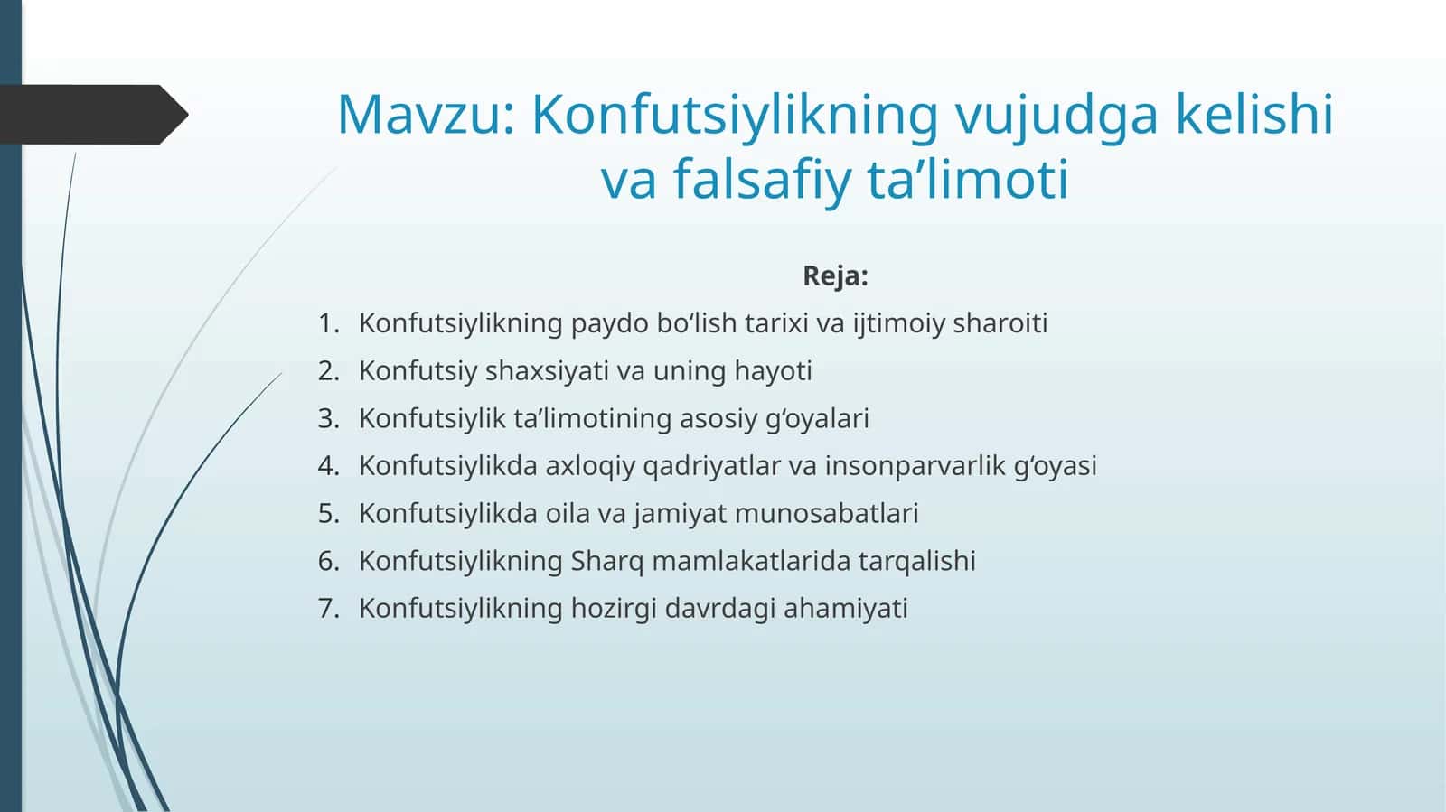 Konfutsiylikning vujudga kelishi va falsafiy ta’limoti 1