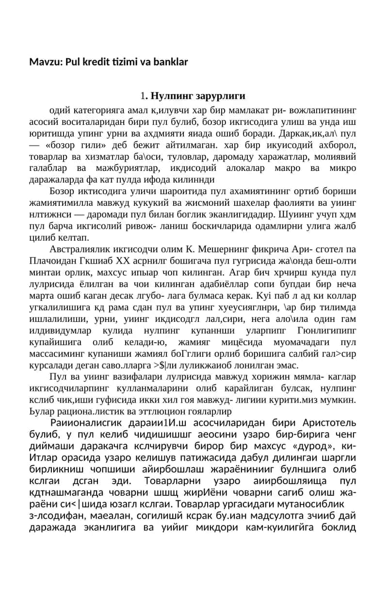 Pul kredit tizimi va banklar 1