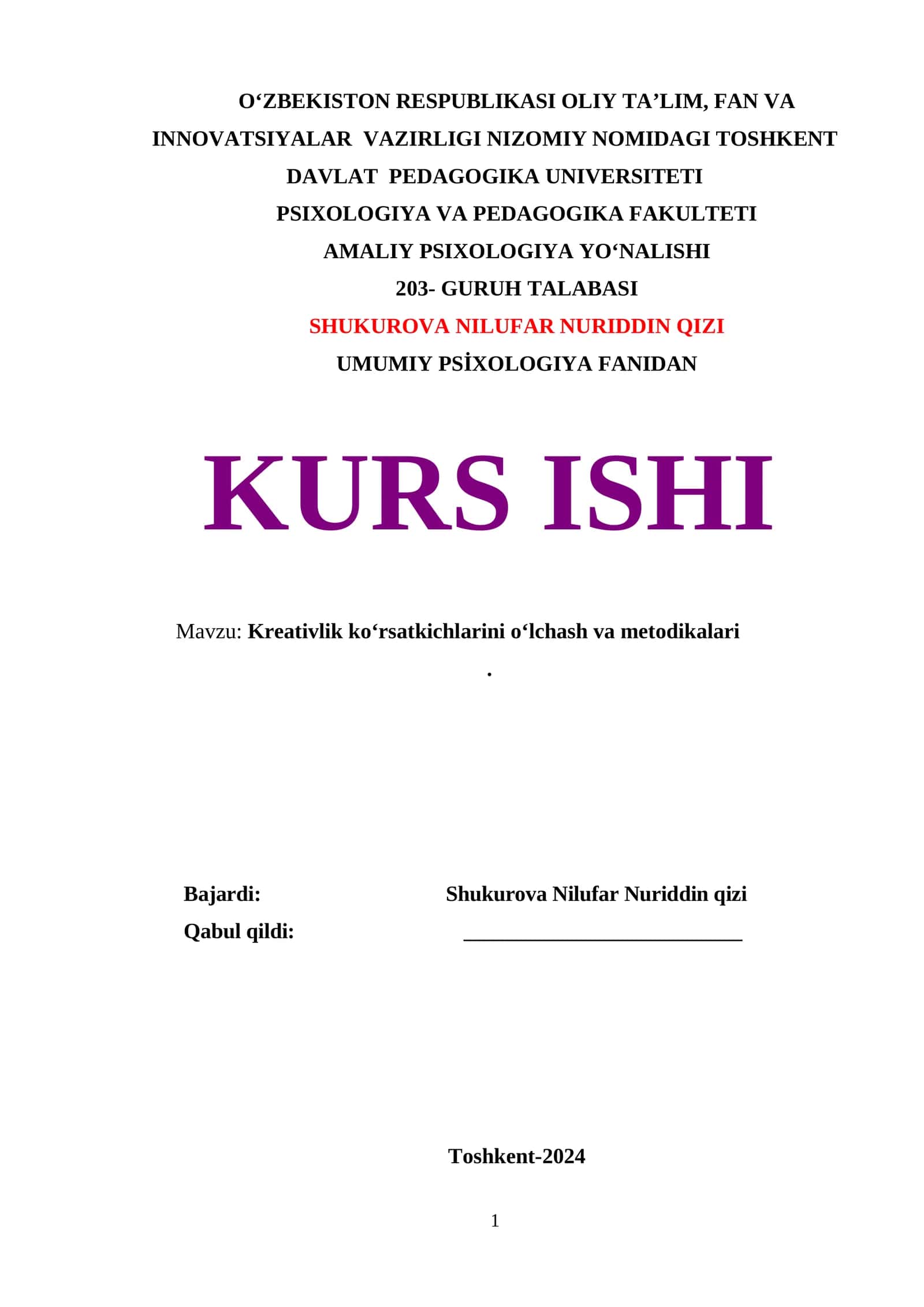 Kreativlik koʻrsatkichlarini oʻlchash va metodikalari 1