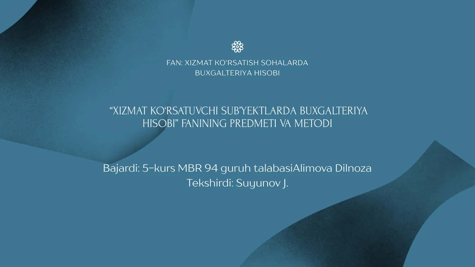 Xizmat Ko'rsatuvchi Sub’yektlarda Buxgalteriya Hisobi 1