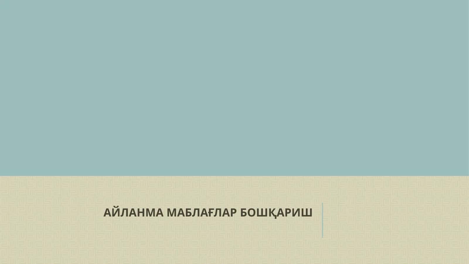 АЙЛАНМА МАБЛАҒЛАРБОШҚАРИШ 1