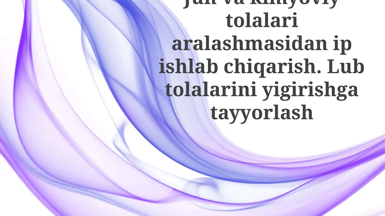 Jute va kimyoviy tolalarning aralashmasidan ip ishlab chiqarish 1