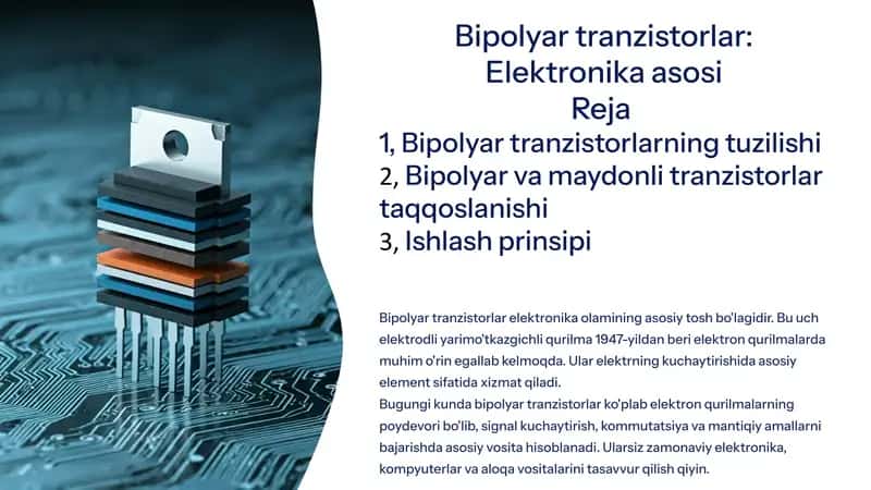 Bipolyar tranzistorlar: Elektronika asosi 1