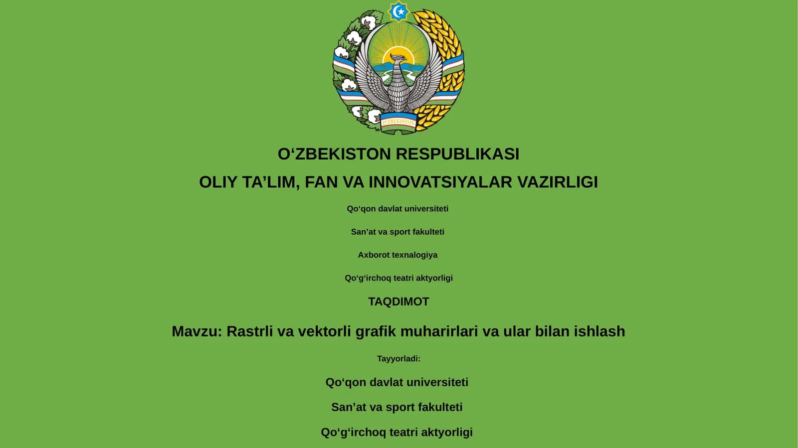 Rastrli va vektorli grafik muharirlari va ular bilan ishlash 1