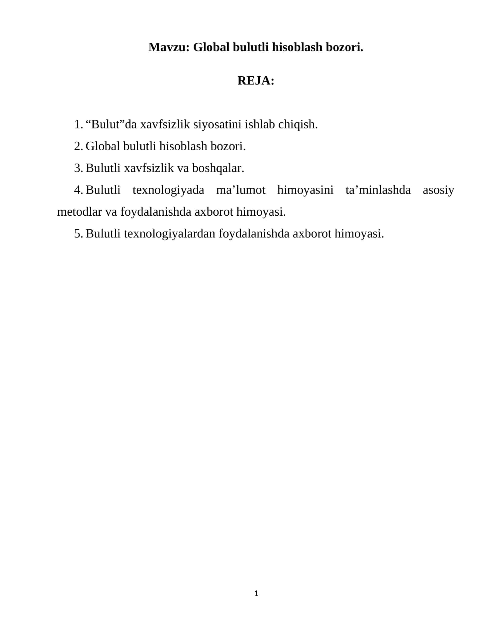 Global bulutli hisoblash bozori 1