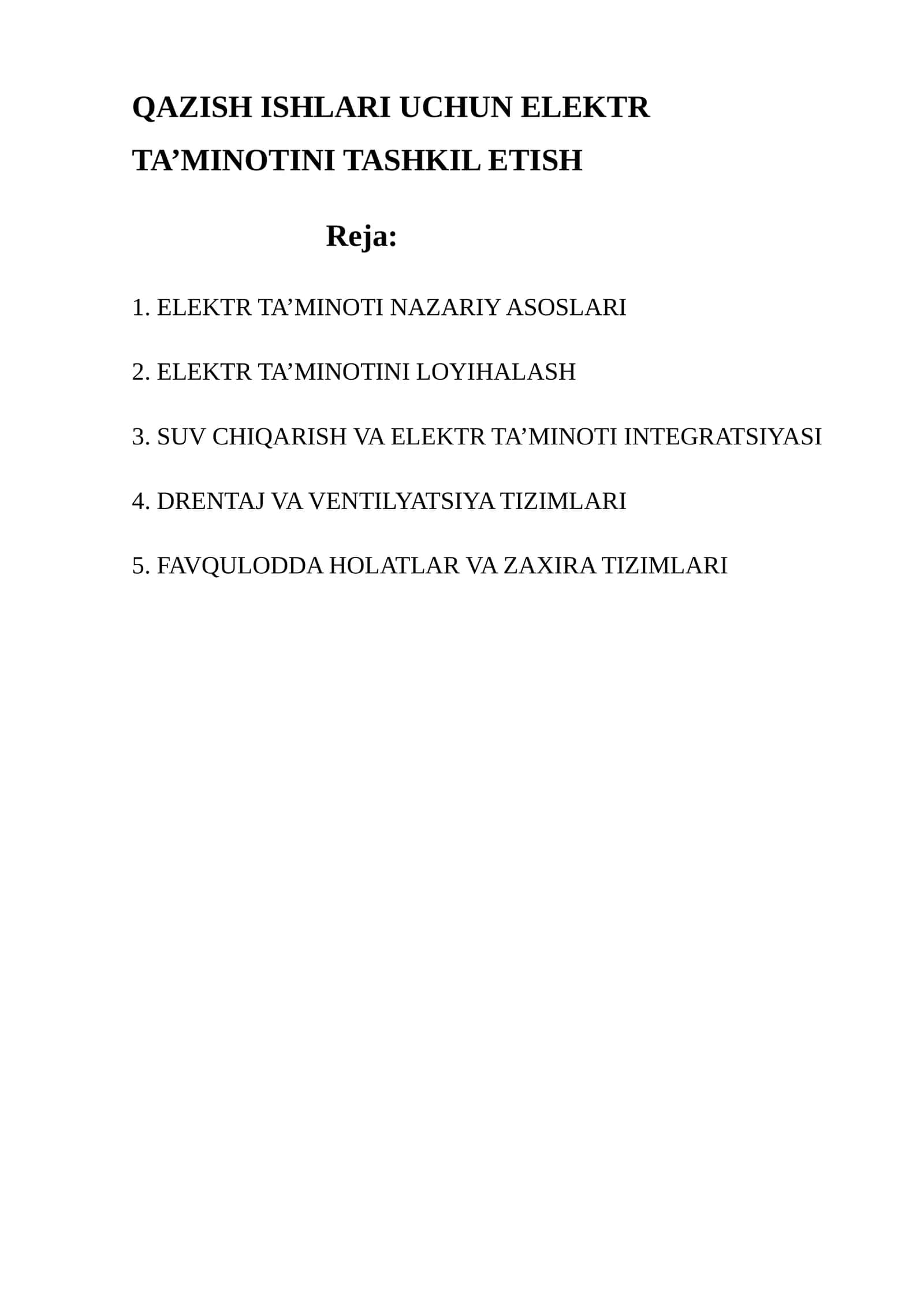 ELEKTR TA’MINOTI NAZARIY ASOSLARI 1
