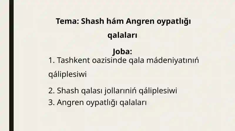 Shash hám Angren oypatlığı qalaları
