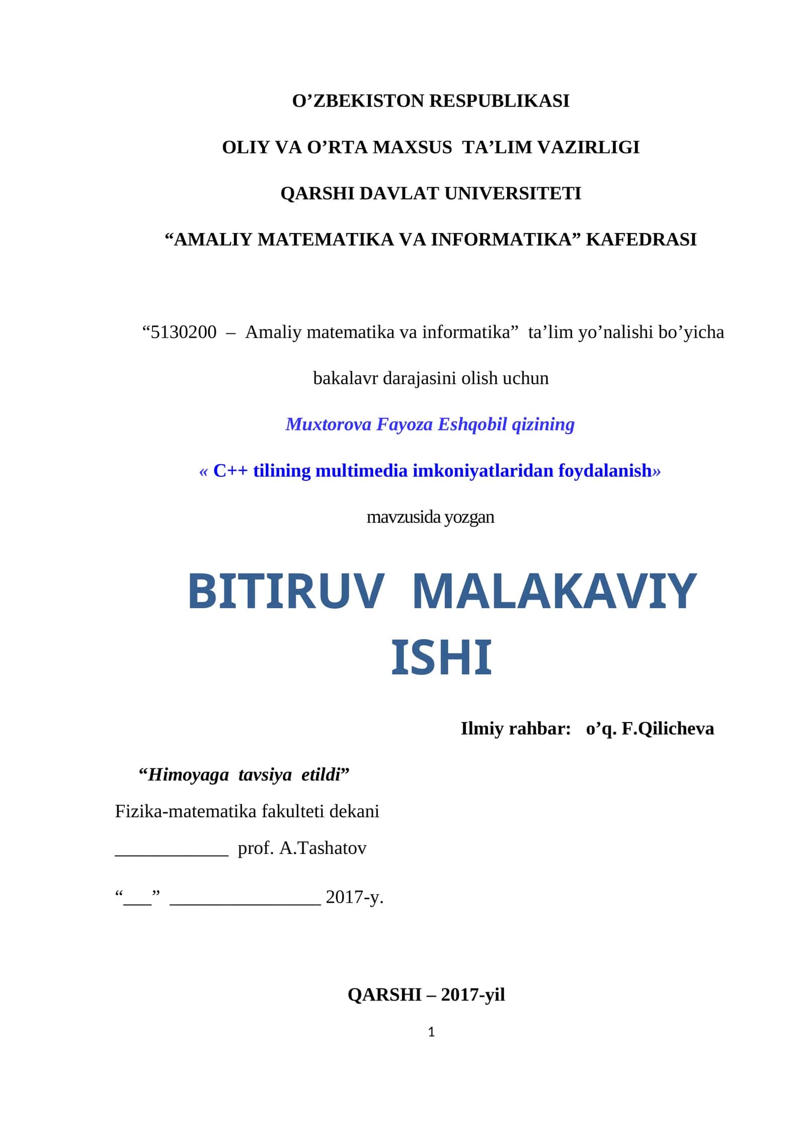 C++ tilining multimedia imkoniyatlaridan foydalanish 1